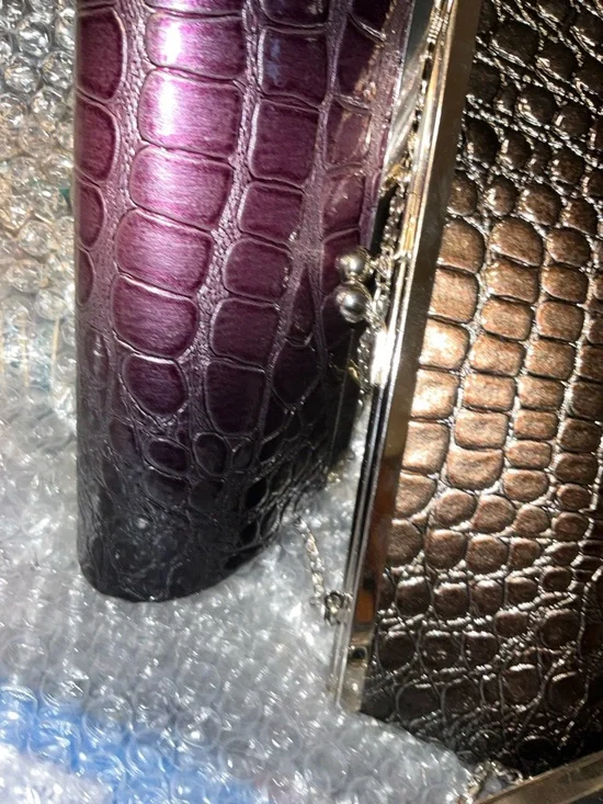 Croc-Embossed Clutch Purse - Multicolor Metallics - Picture 3 of 16